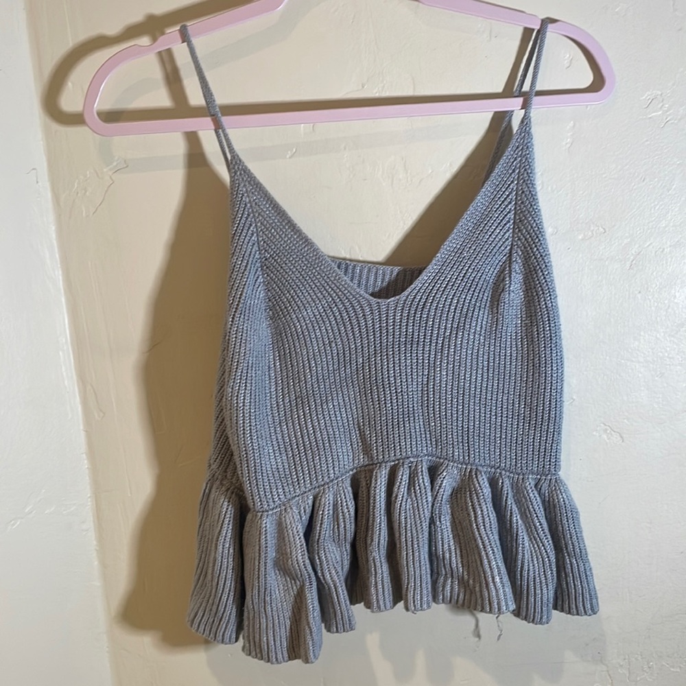 Light Gray Knit Babydoll Tank Top 🖤